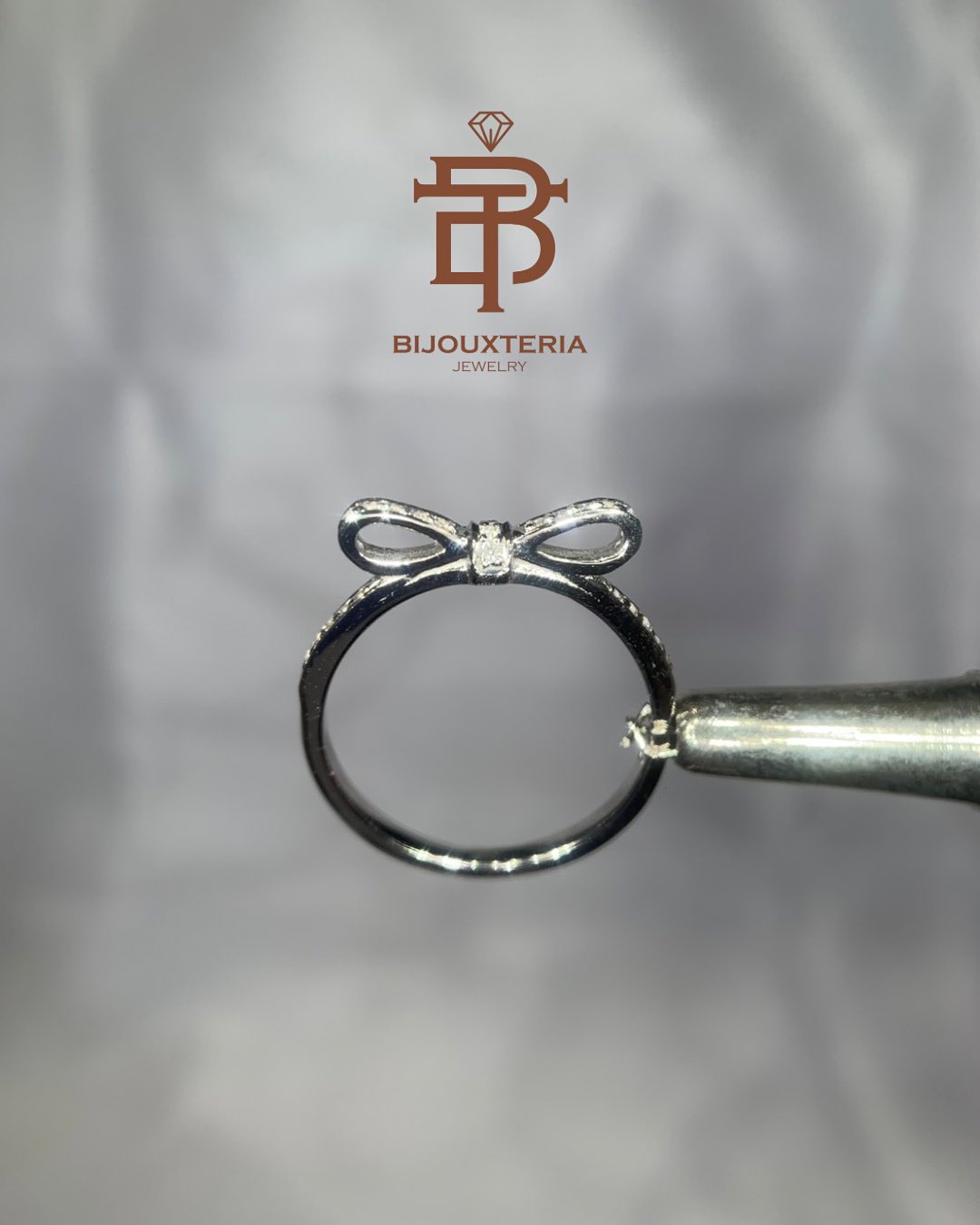 Pave Diamond Bow Tie Ring with Diamond Shank