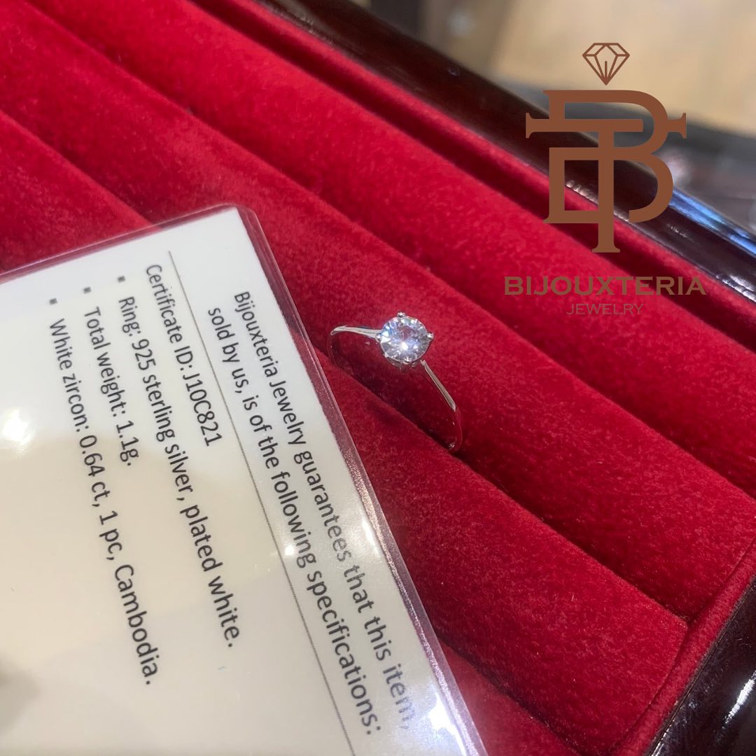 High-Polished Ring Featuring Round Brilliant Cut White Zircon