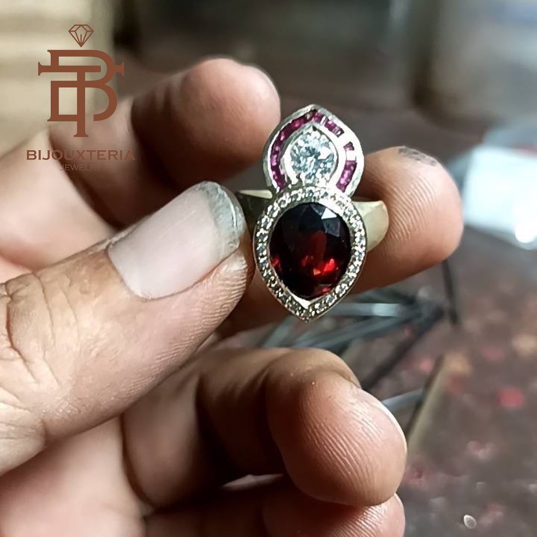 Double Pear Motif Cocktail Ring