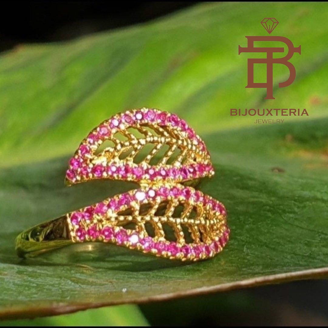 Natural Ruby Dual Leaf Bypass Ring