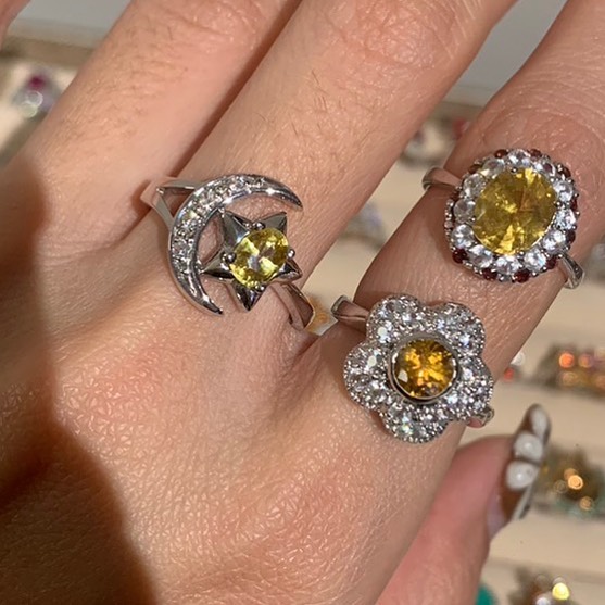 Yellow Gemstone Fancy Celestial & Botanical Ring Set