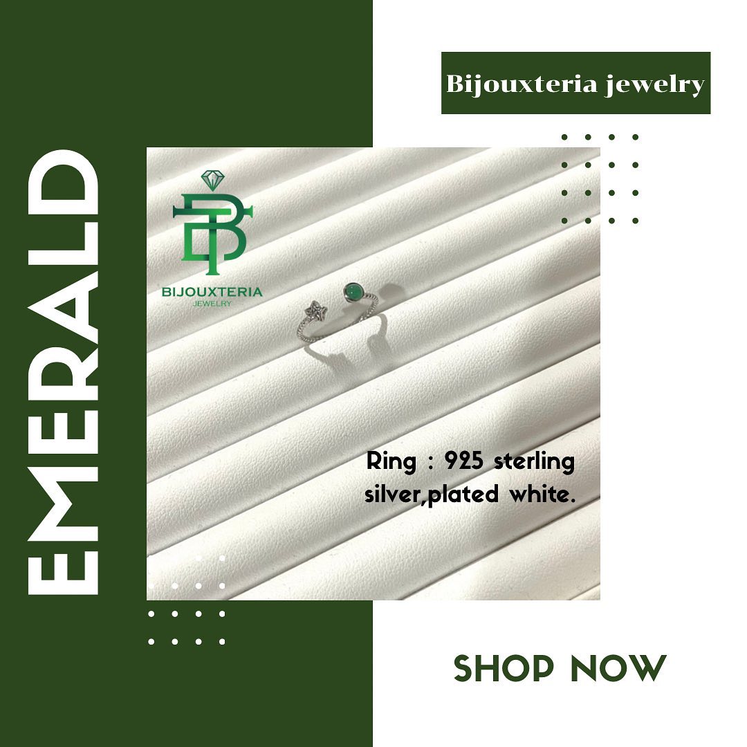 Open Ring with Cabochon Green Gemstone and Four-Pointed Star made to order