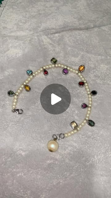 Rainbow Gemstone Dangle Pearl Strand Bracelet