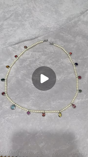 Rainbow Gemstone Dangle Pearl Strand Necklace