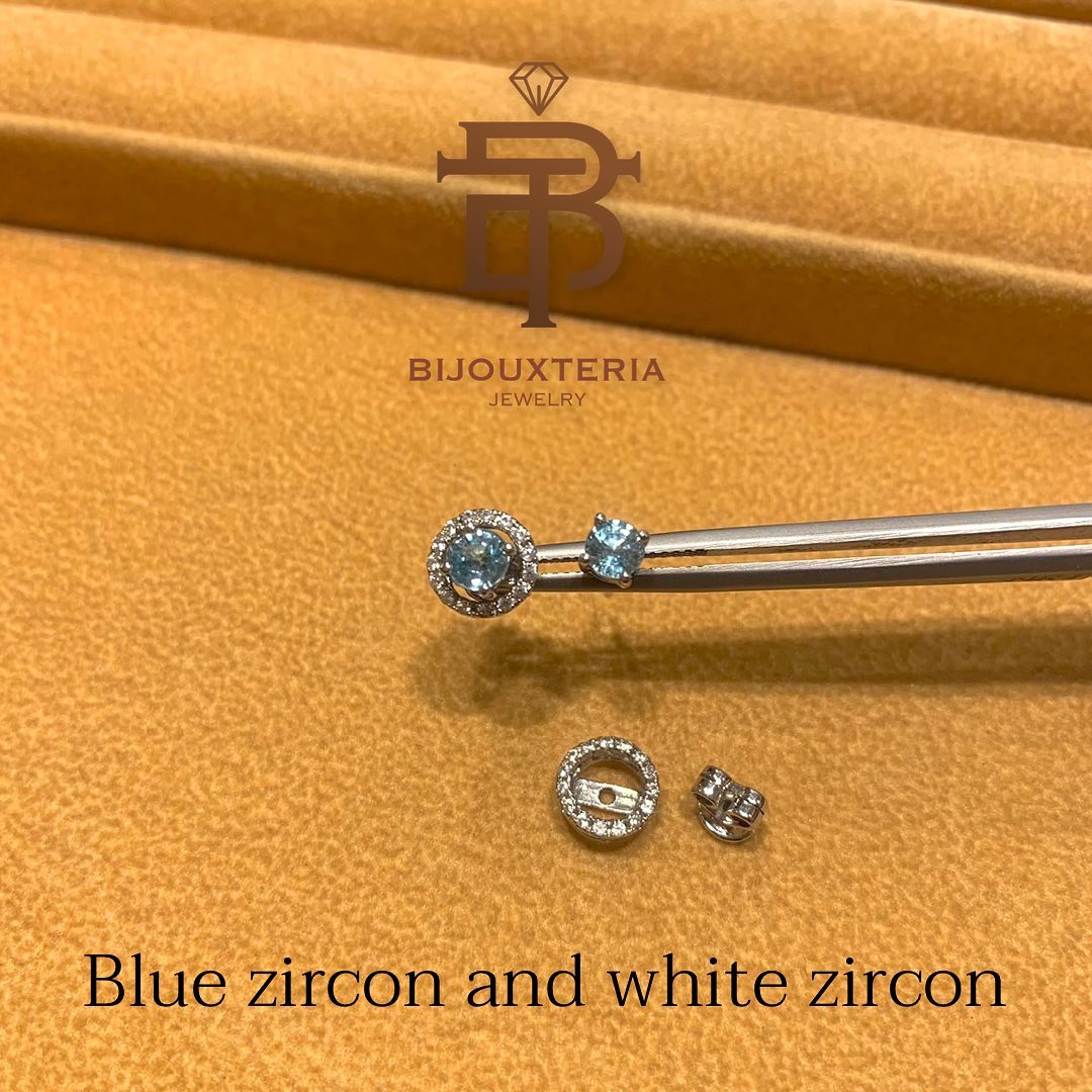 Convertible Blue and White Zircon Halo Earrings