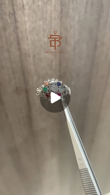 Amulet Nine-Gemstone Dome Ring with Antique Filigree Shank
