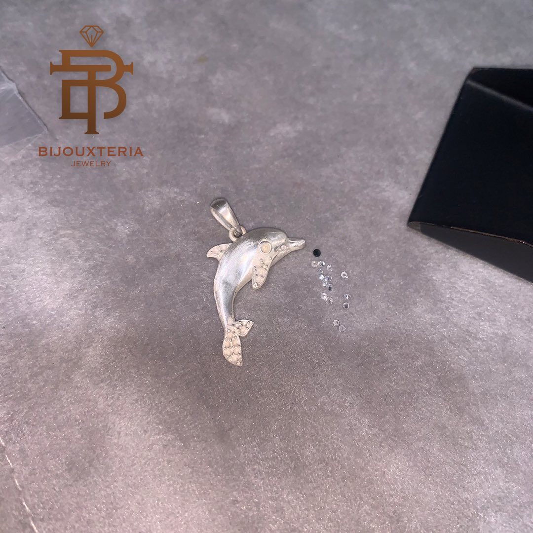 Minimalist Pave Diamond Dolphin Charm