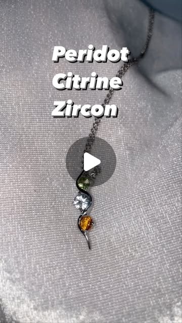 Peridot, Citrine, and White Zircon Wave Linear Drop Pendant