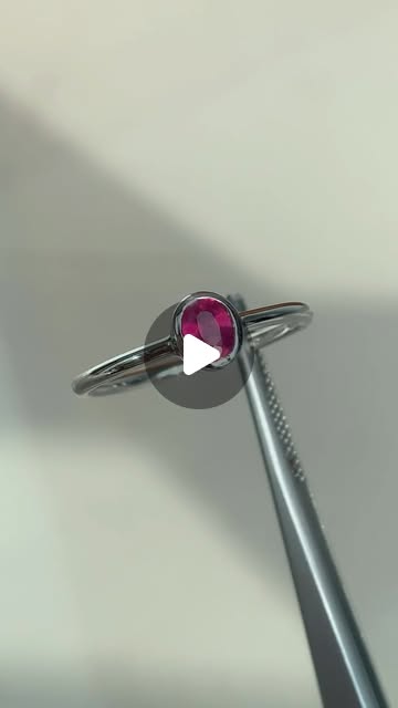 Oval Pink/Red Gemstone Bezel Ring