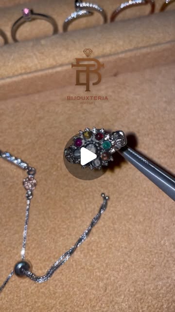 Amulet Nine-Gemstone Dome Ring with Antique Filigree Shank
