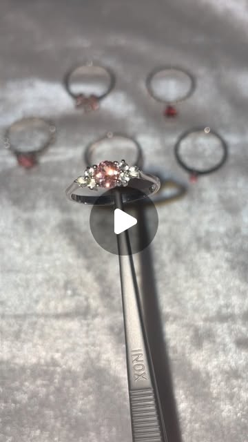 Gemstone Ring with Floral Cluster Side Accents
