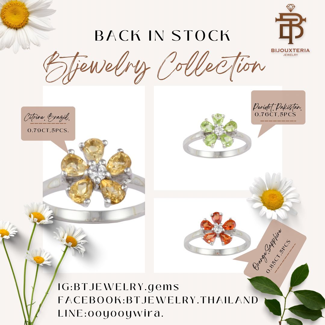 Multi-Color Gemstone Flower Blossom Ring Collection