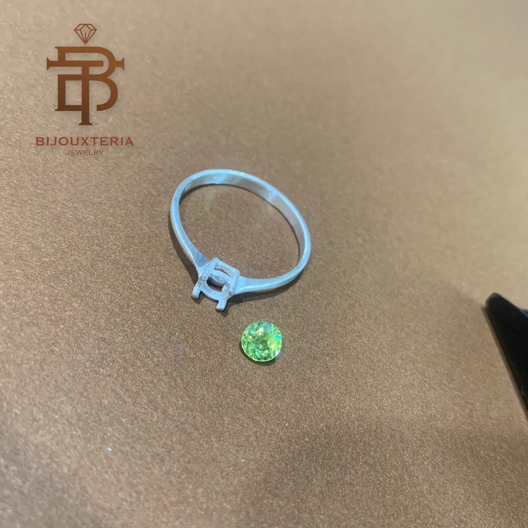 Natural Sphene Solitaire Ring