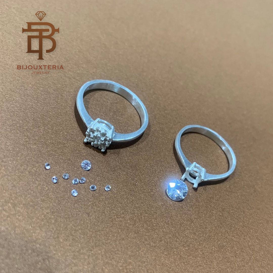White Gemstone Illusion Cluster Solitaire Ring Custom-made