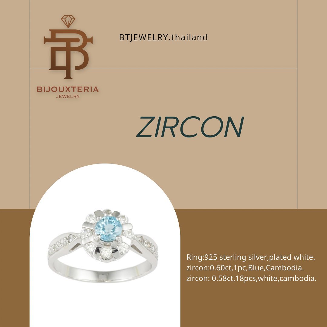 Natural Blue Zircon Halo Ring Sterling Silver Sparkly White Zircon Band