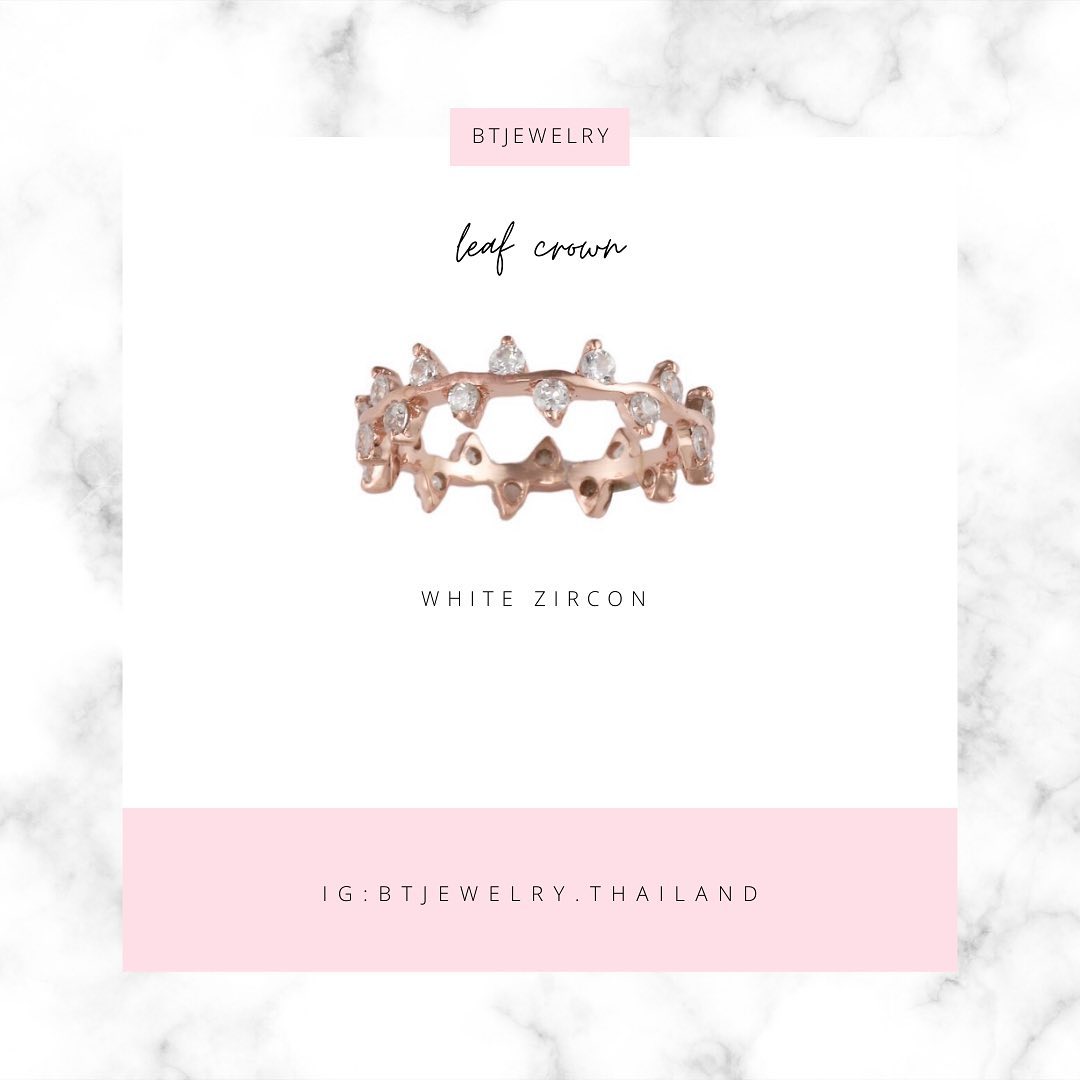 Leaf Crown White Zircon Eternity Ring