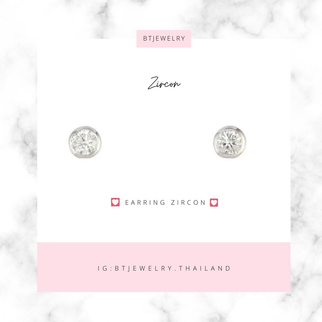 White Zircon Bezel Stud Earrings