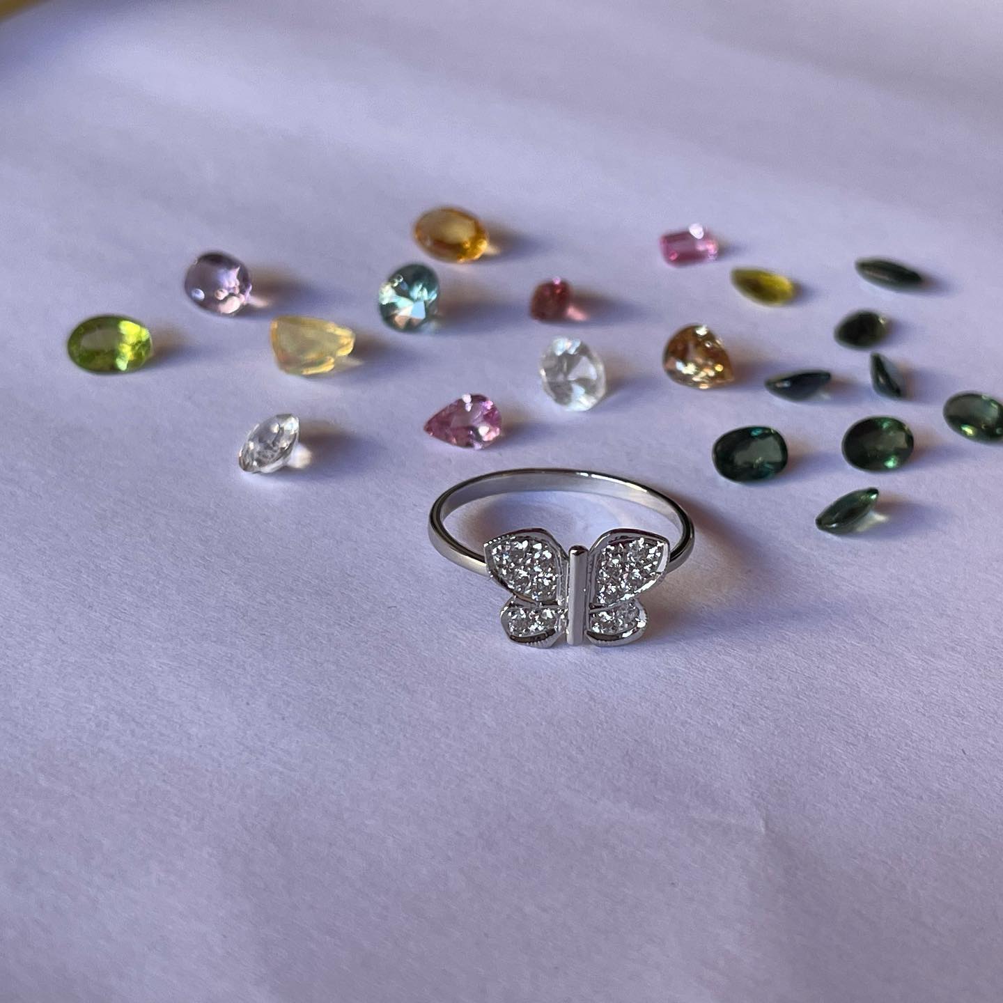 White Zircon Pave Butterfly Ring