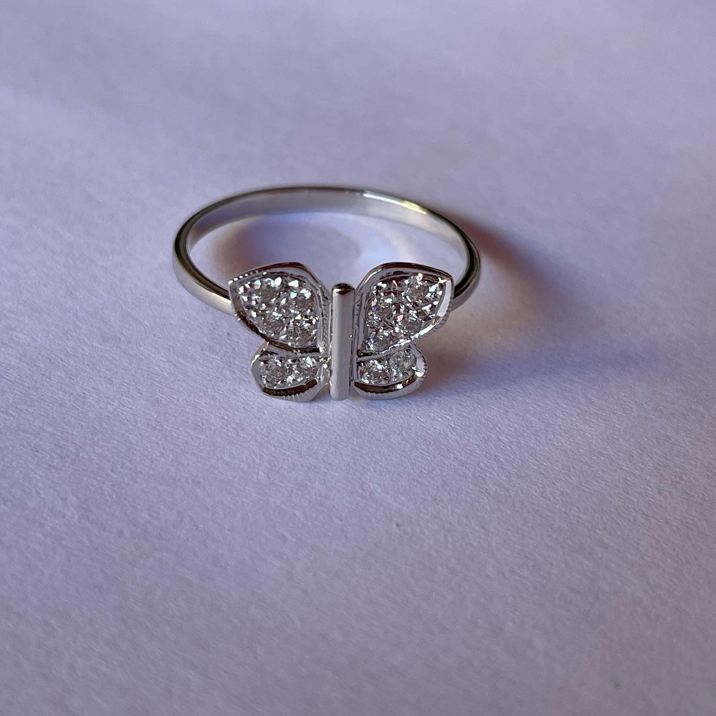 White Zircon Pave Butterfly Ring