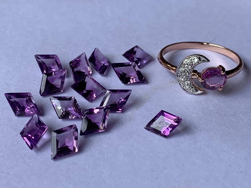 Natural Oval Gemstone & Crescent Moon Bypass Open Ring